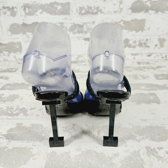 New Jessica Rich Black Fishnet Pointed Toe Slip On Pumps E692 - Picture 6 of 12